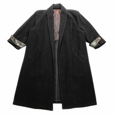 Trussardi Women's Buttonless Overcoat | Vintage Luxury Designer Black Wool Coat