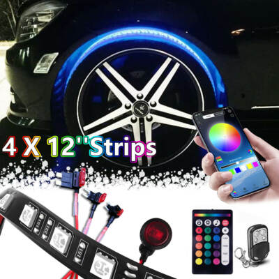RGB Color Wheel Well LED Light Kit Custom Accent Neon Strips Rim Tire Set
