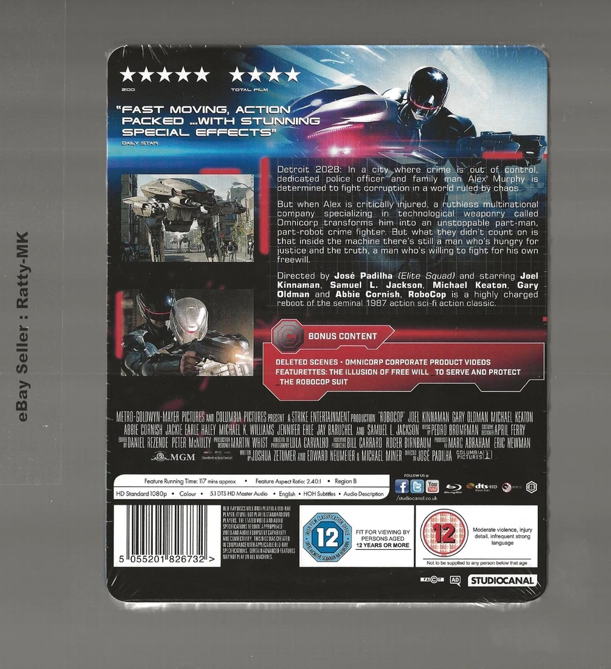 ROBOCOP (2014) - UK EXCLUSIVE BLU RAY STEELBOOK - NEW & SEALED - Image 2 of 3
