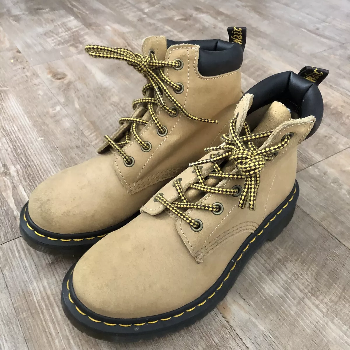 Dr Martens Womens Greasy Suede Leather Ankle Boots Tan 939 Size 7