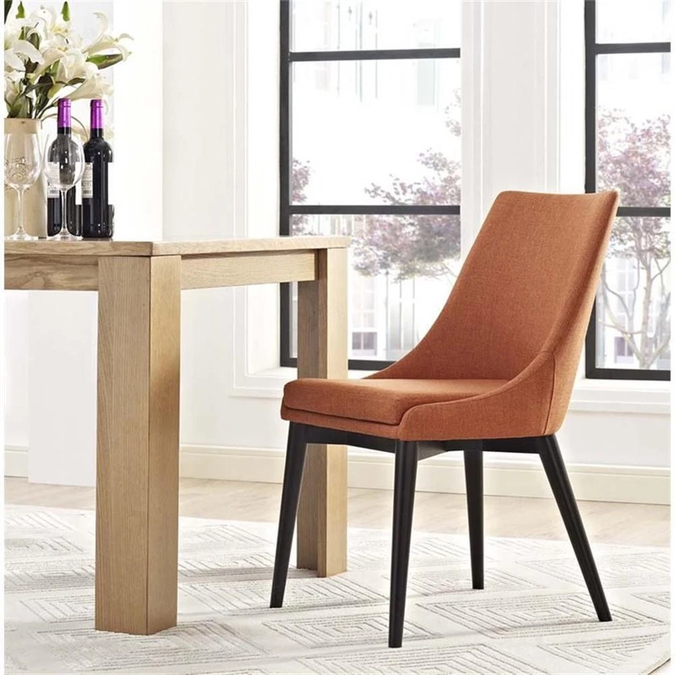 Modway Viscount 19" Solid Rubberwood and Fabric Dining Chair in Orange - Image 2 of 4