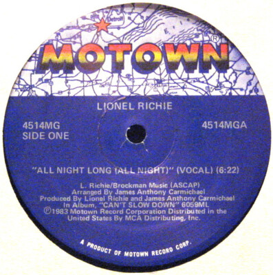 Lionel Richie - All Night Long (All Night) (12'', Single) (Near Mint (NM or M-))