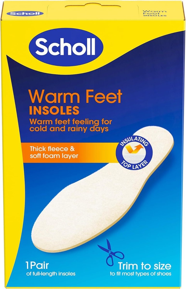 Scholl Warm Feet Insoles Thick Insulating Fleece Layer for Warm