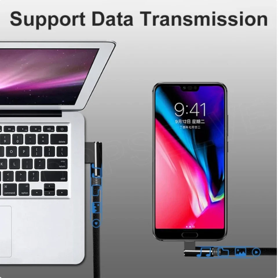 3/6/10FT Micro USB Cable 90Degree Elbow Braided Fast Charger Charging Data Cable - Image 4 of 4