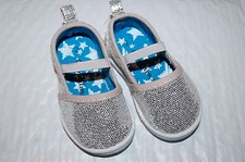 Toddler Girls Shoes SILVER SPARKLE Slip On CASUAL DRESSY Elastic Strap 2