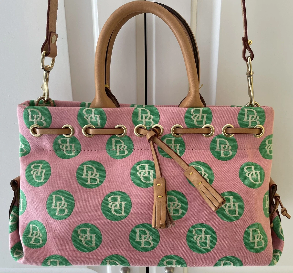 Pink and green dooney and bourke sale