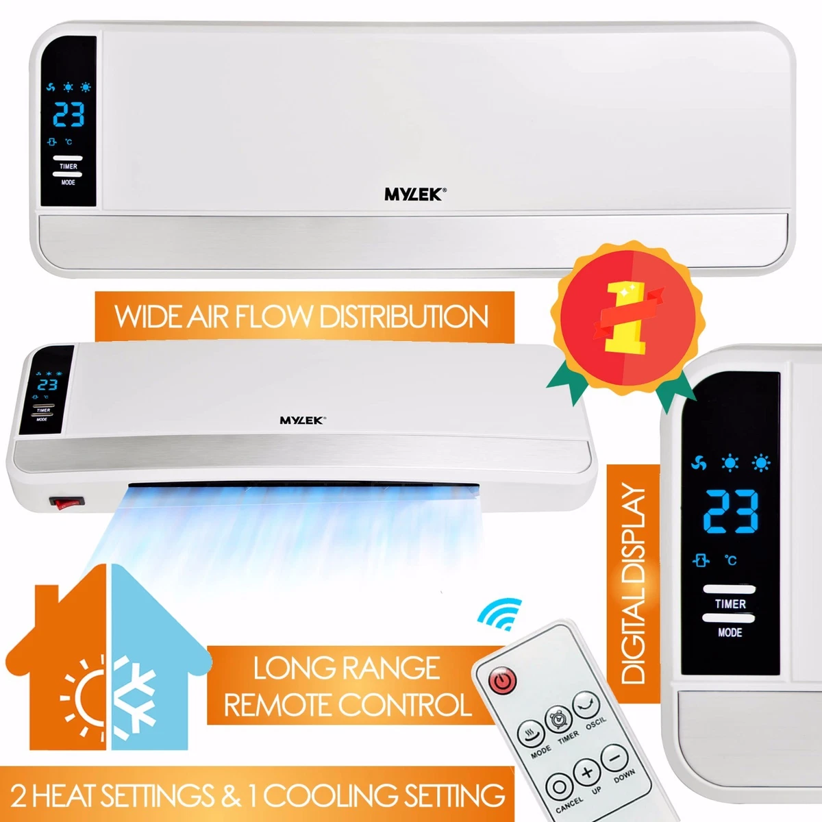 Mylek Electric Over Door Warm Air Curtain Fan Heater Led Digital Remote  Control | eBay