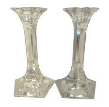 Two Reidel Crystal 6 in Pentagon Colonnade Taper Candlesticks
