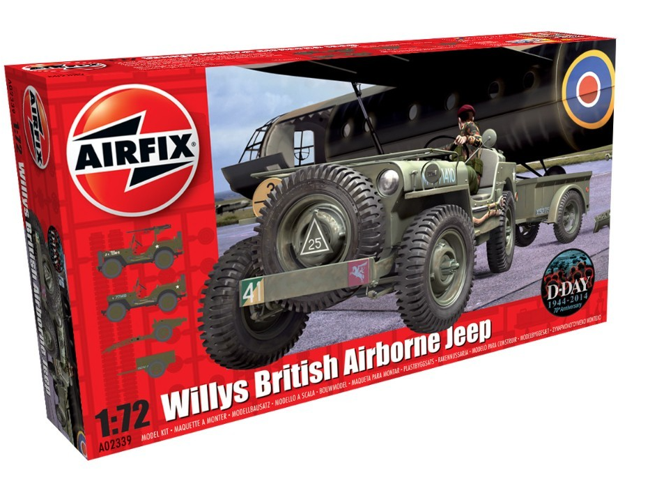 BNIB A02339 Airfix 1:72nd Scale Willys British Airborne MB Jeep Model Kit.