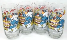 Vintage Baker Smurf Glass Tumbler Set Of 4 Peyo Wallace Berrie Libbey 1983