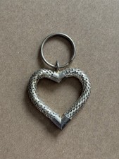 Silver Tone Heart Mesh Keyring Metal Collectible minor wear scratches