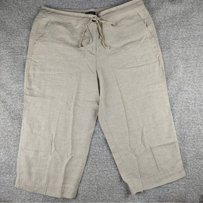 Talbots Pants Tan Flags Size 20 Linen High Rise lounge