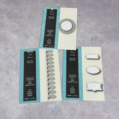 Memory Box Lot 3 Dies Woven Circle 98114 Pastry Labels 98107 Loop Border 98128