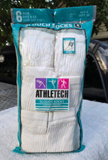 Athletech Slouch Socks 9-11 Vintage 6 Pack Cushion Comfort White KMart USA 6490