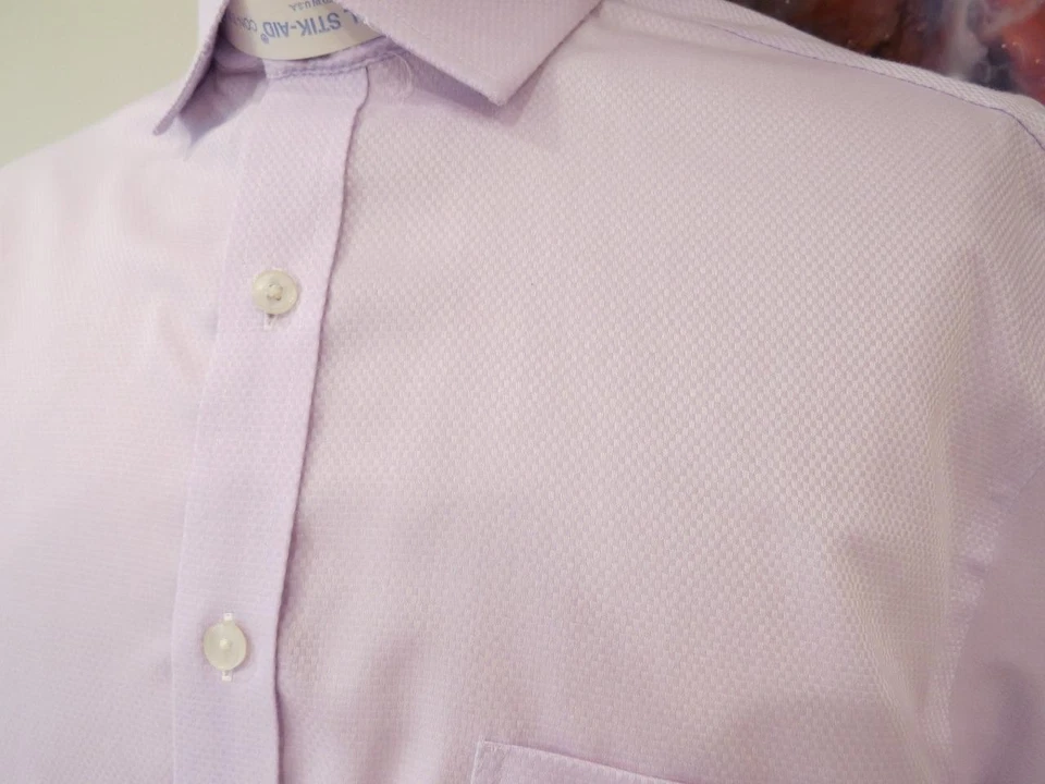 Camisa de vestir para hombre Tasso Elba lavanda algodón puño francés grande 16,5 - 32/33 Foto 2 de 4