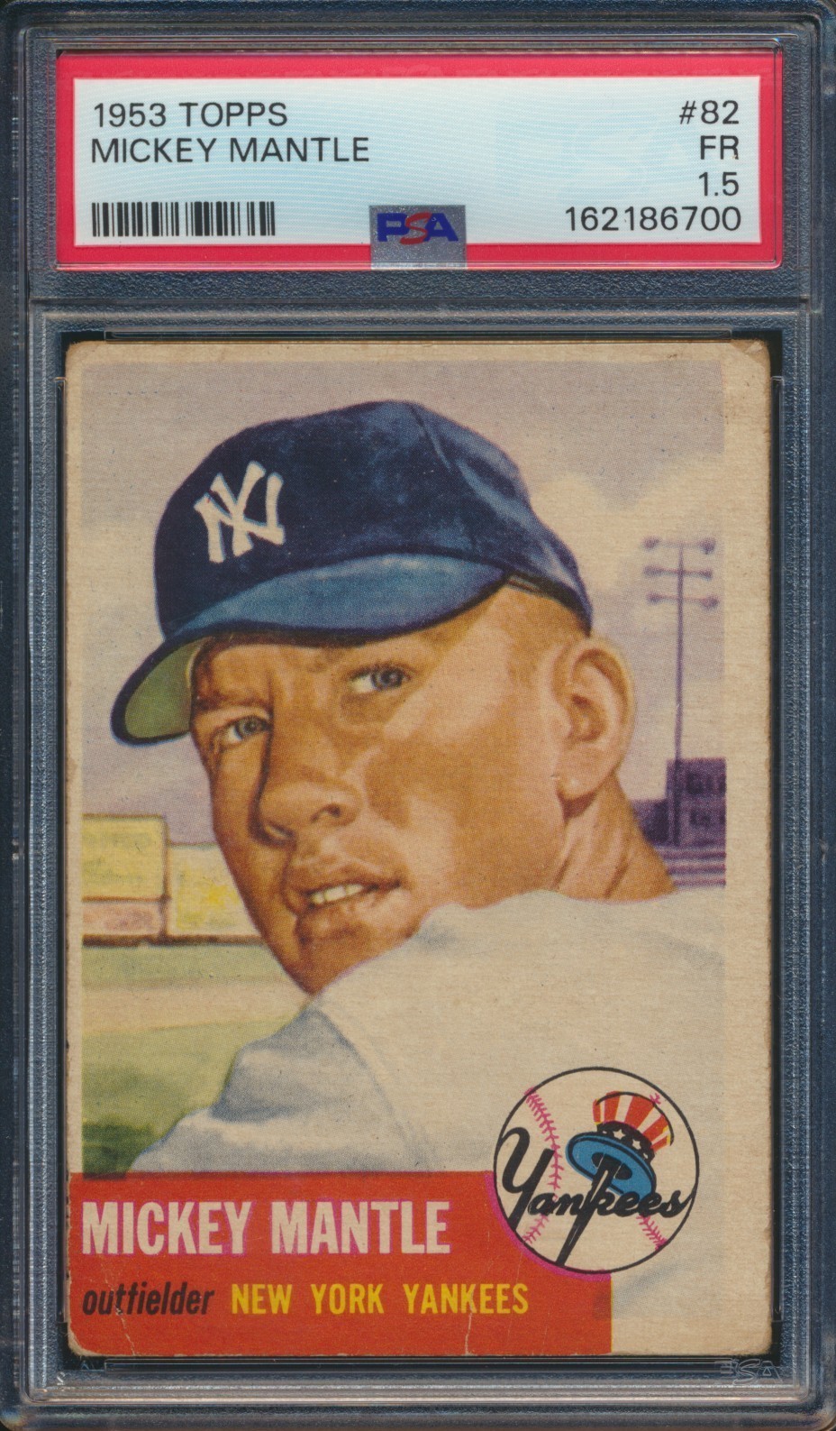 1953 TOPPS BASEBALL #82 MICKEY MANTLE PSA 1.5 FAIR HOF YANKEES