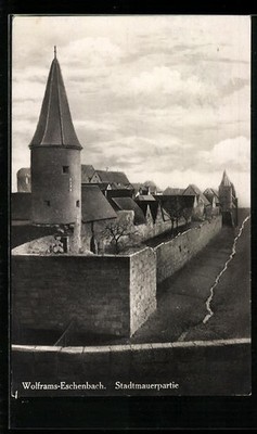 Ansichtskarte Wolframs-Eschenbach, Stadtmauer mit Turm 