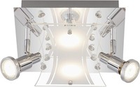 Led Deckenleuchte Chrom 4 Flg. Kristalloptik Glas Eckig GU10 Austauschbar 1600Lm