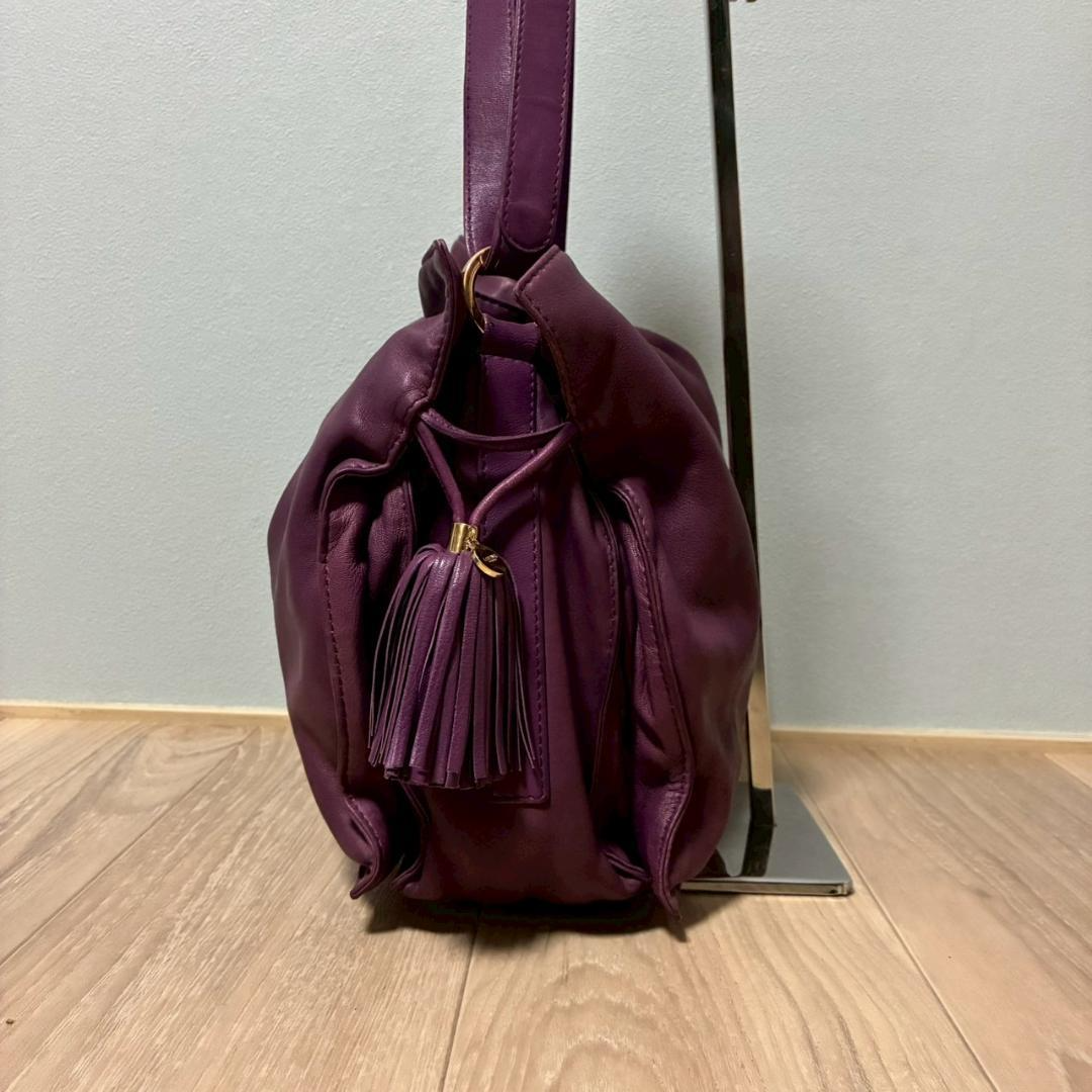 Y2K Vintage LOEWE 2Way Lambskin Leather Drawstring Shoulder Bag 