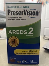 Bausch Lomb PreserVision AREDS 2 Formula 210 Soft Gels Eye Vitamin EXP 10/26