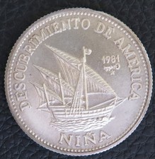 1981 5 Pesos Niña Coin, .999 12 g. Silver, extremely rare 10,000 minted