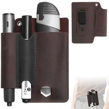 Leather Tool Belt Pouches Tool Holster EDC Pouch with Belt Clip, Multitool Sh...
