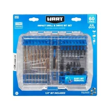 HART 60-Piece Impact Drill & Drive Bit Set with Modular Case