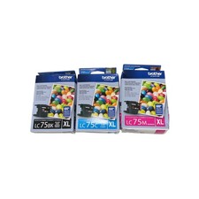 Lot Of 3 New Brother LC75BK XL Black +Cyan Magenta Color Ink Cartridges.