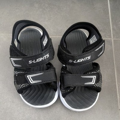SKECHERS S-Lights Sandalen Kinder EU 24 schwarz weiß Leuchtfunktion