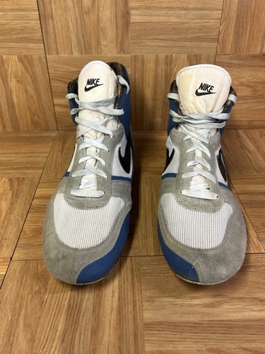 VNTG🔥 Nike 1989 Greco Wrestling Boots Blue White Gray Made in Korea - Picture 4 of 13