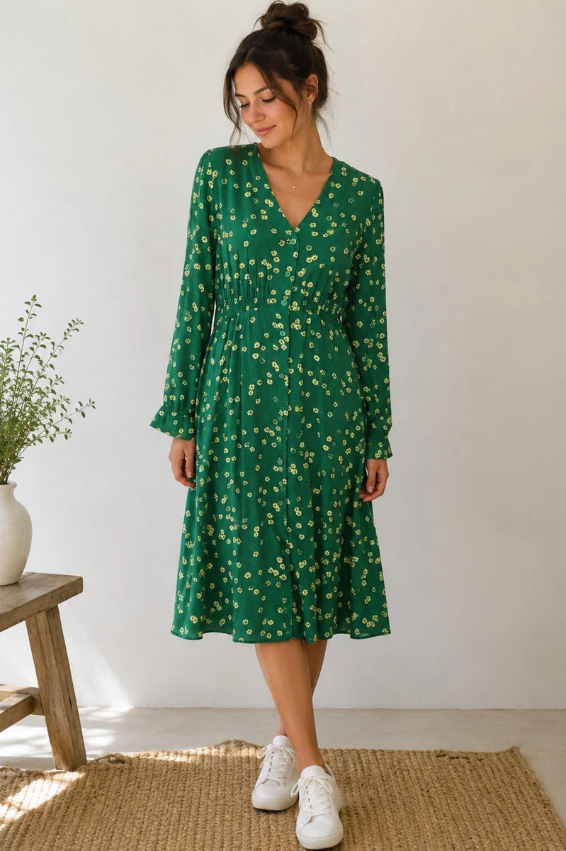 uniqlo green floral dress Uniqlo Floral Dresses for Women