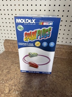 100 Pair Moldex Spark Plugs 6654 Corded Foam Ear Plugs NRR 33 Hearing Protection