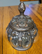 Vtg 8 Brass & Hand Blown Bubble Glass Lidded ...