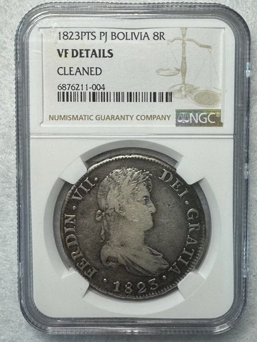1823 PTS PJ Bolivia 8 Reales- NGC VF Details