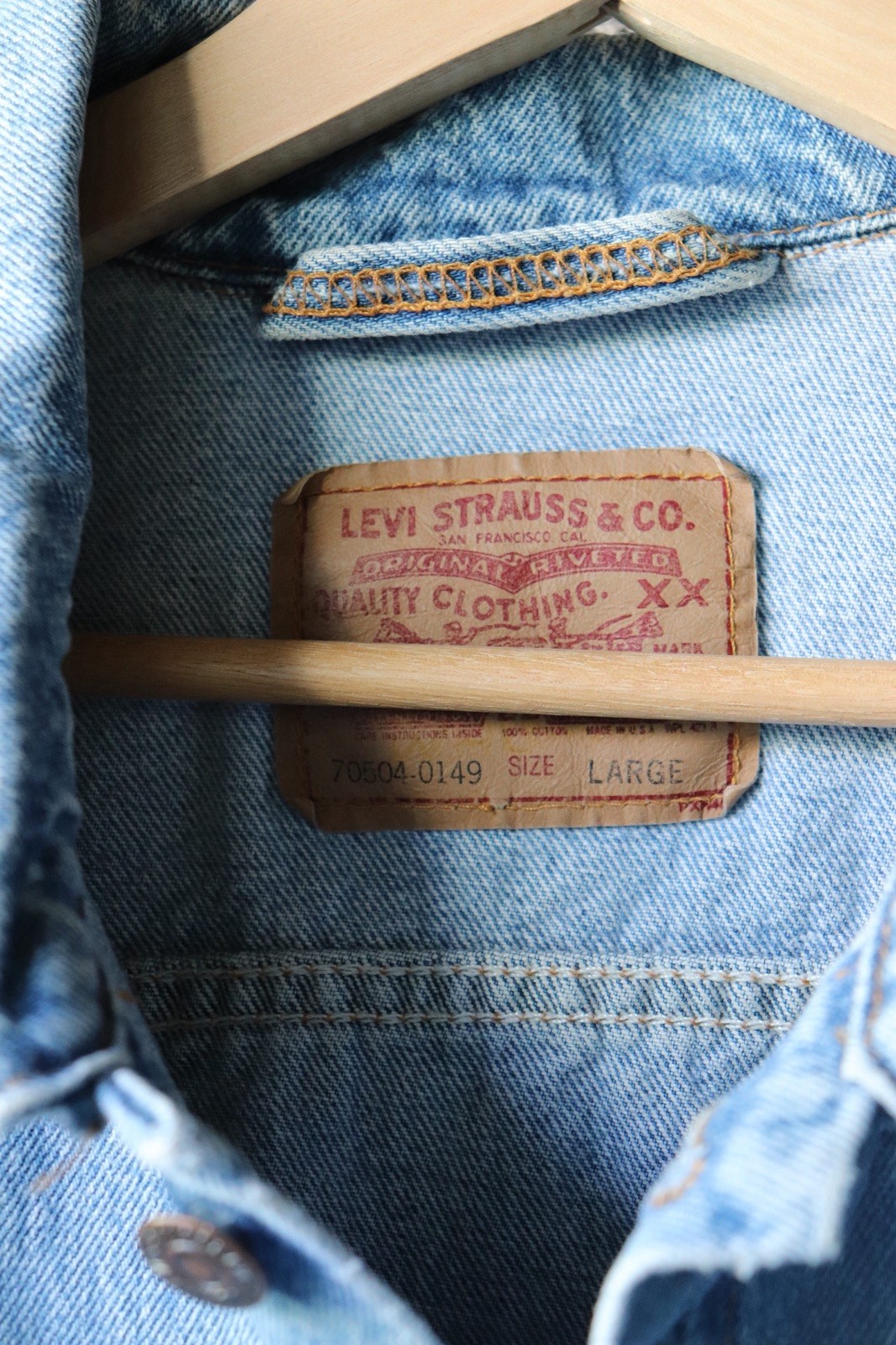 Levis VTG Denim Jacket Type 2 90s Made In USA XX Rare Trucker 1990s image 5
