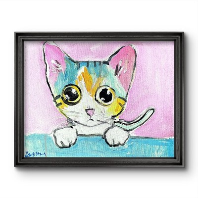 Aleph Original Art Cat 14x11 Abstract Expressionist Decor Painting Canvas