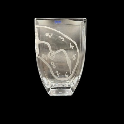 Badash Auca By Salvador Dali Crystal Vase Melting Clock Etched Picture Handmade