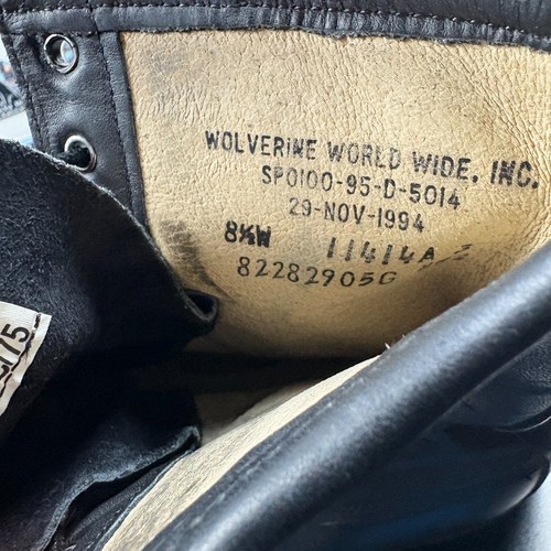 Wolverine WWII Combat Boots Men’s 8W Black Leather Steel Toe ANSI 1994 Army USA - Picture 6 of 6