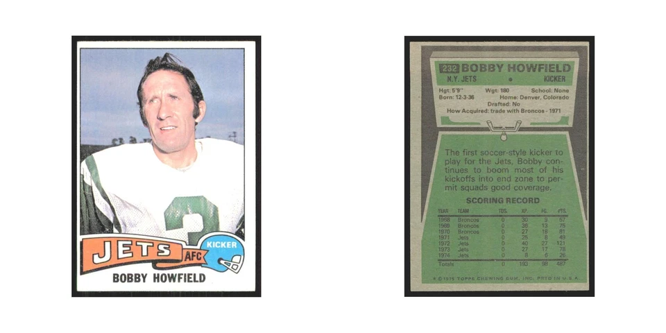 1975 Topps Bobby Howfield Jets #232.0 - Image 3 of 3