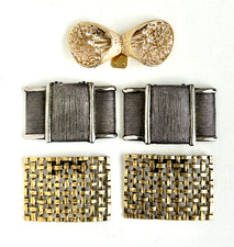 VTG LOT SHOE BUCKLES PAIR MUSI BASKET WEAVE SOLO AB RHINESTONE, PAIR TIP TOE