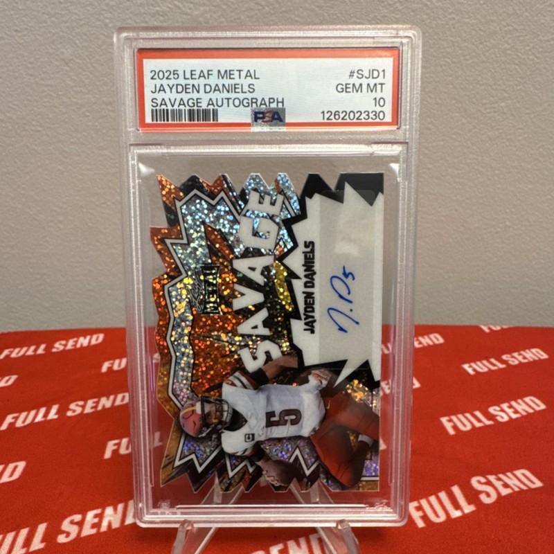 2025 Leaf Metal Savage Autograph Jayden Daniels PSA 10 Football #S-JD1 8/10