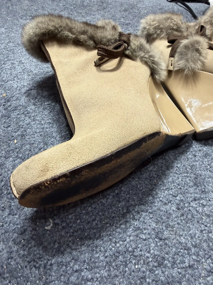 Louis Vuitton LOUIS VUITTON Botas Cortas de Piel con Suela de Cuña US 5.5 Beige [Usado] Foto 4 de 4
