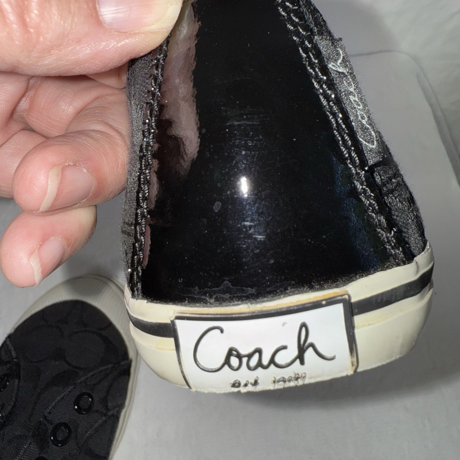 Coach Keeley Black Khaki Signature C Logo Y2K Grunge Slip On Sneaker Shoe Sz 6.5 thumbnail 6