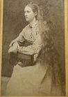 Antique CDV Photo Victorian Woman Very Long Hair Bow Fashion Oconomowoc WI 1872