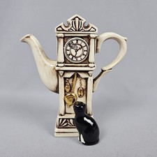 Vtg Paul Cardew Mini Teapot Black Cat and Mou...