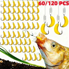 60/120Pcs Maggot Bait Fishing Molix Fishing Lures WORM Larva Trout Fishing Hooks