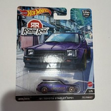Hot Wheels '81 Toyota Starlet KP61 Ronin Run Purple 1:64 Diecast Real Riders