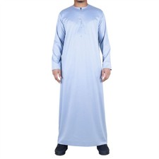Men's Grey Satin Emirati Thobe Islamic Clothing  Thobez