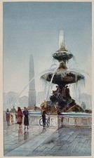 Nane Bragadin ( Venezia  1879 - ? ) "Place Concorde - Paris", acquerello        