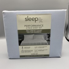 Sleep RX SleepRX 300 Thread Count 4-Pc QUEEN Sheet Set Light Blue New